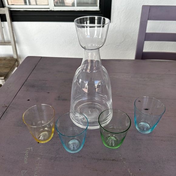 Anthropologie Sangria/Wine Carafe with 4 drinking glasses - Picture 5 of 10